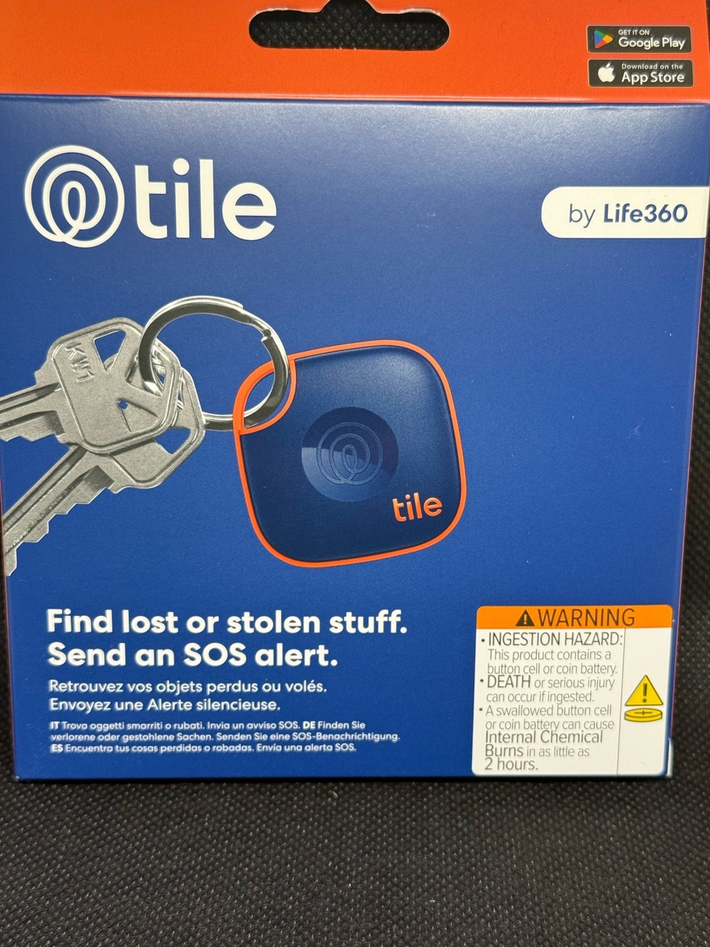 Tile Bluetooth Tracker - Blue/Orange
